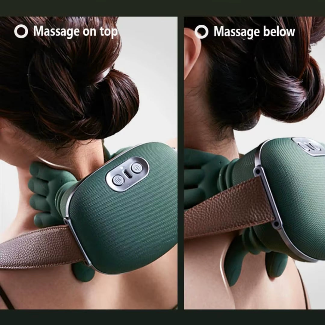 Wellshow Bionic Heated Massager Portable Wireless Shiatsu Neck Back Massager 4D Kneading Massage Simulated Human Hand Sports